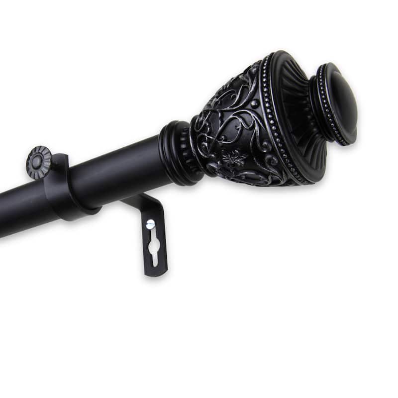 Asian Style Curtain Rod - 120-170 Inch Adjustable Rod Set - Decorative Drapery Hardware for Living Room Bedroom - M