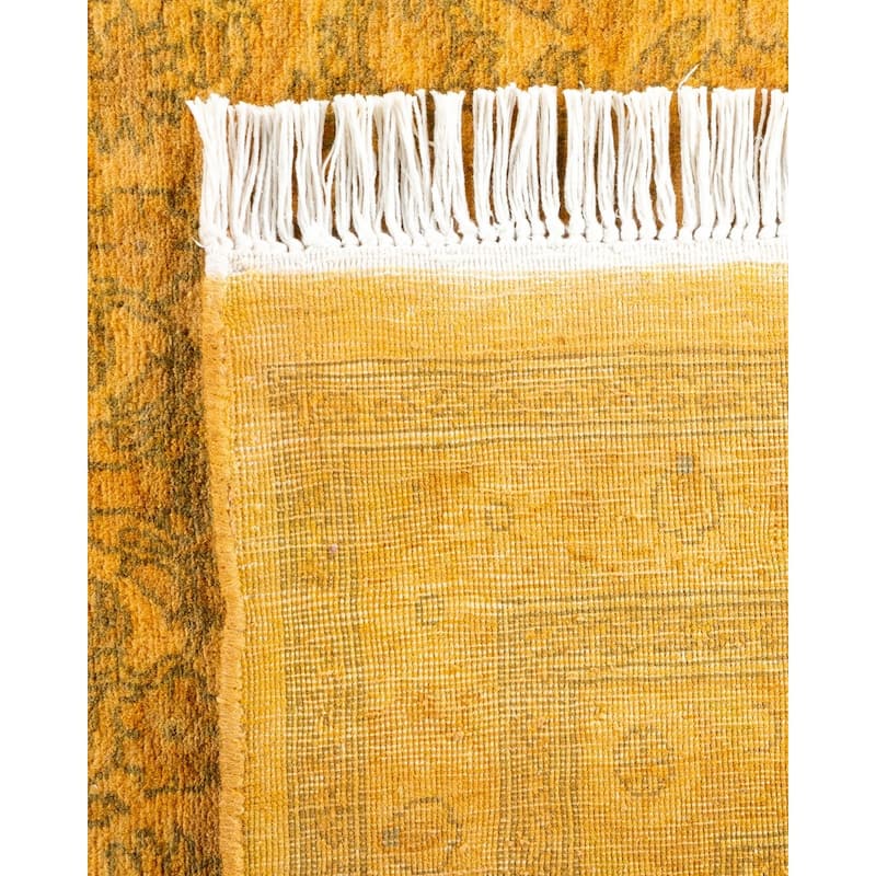 Overton Hand Knotted Wool Vintage Inspired Modern Contemporary Overdyed Gold Area Rug - 6' 2" x 9' 2"