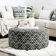 preview thumbnail 1 of 3, Huma Transitional Black Chenille Chevron Print Cocktail Ottoman by Furniture of America Black