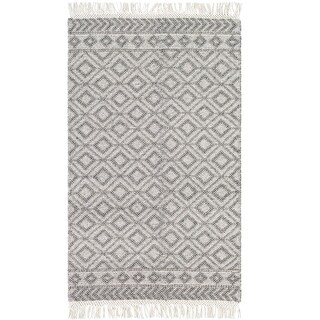 2' x 3' Geometric Black and White Rectangular Area Throw Rug with ...