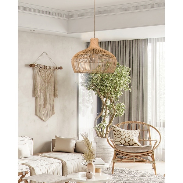Modern Hand woven Rattan Pendant Black Coastal Hanging Light On Sale Bed Bath Beyond 38460489