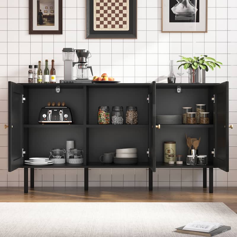 EROMMY Modern Sideboard Buffet Cabinet with Fluted Doors, 2-Door Storage Console Table for Kitchen, Dining Room & Living Room