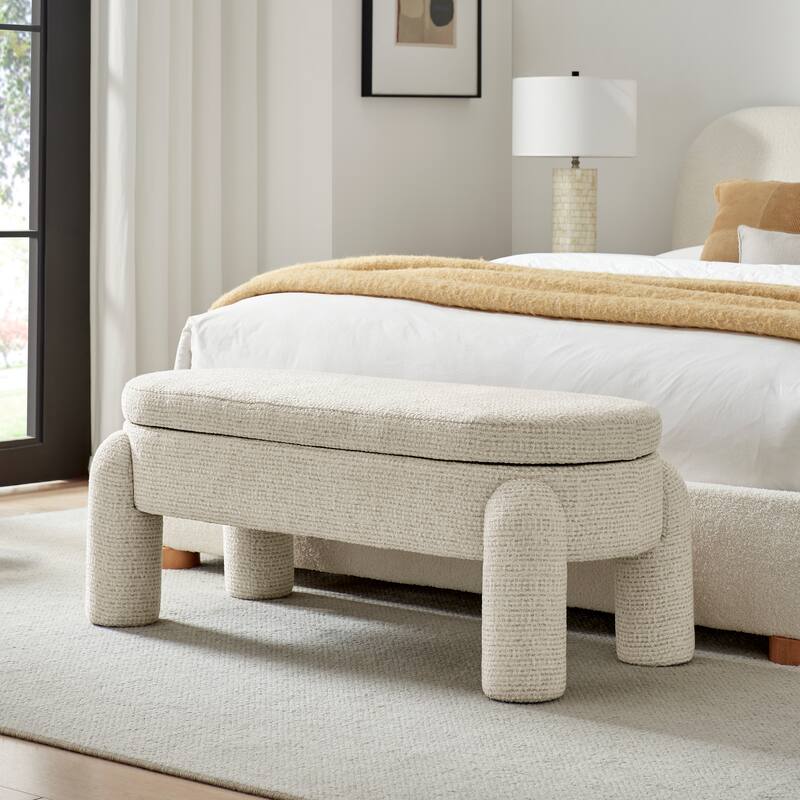 NPD Furniture Bowden Chenille Upholstered Bench