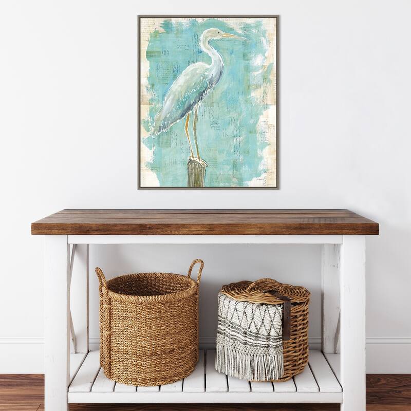 Coastal Egret I v2 by Sue Schlabach Framed Canvas Wall Art Print