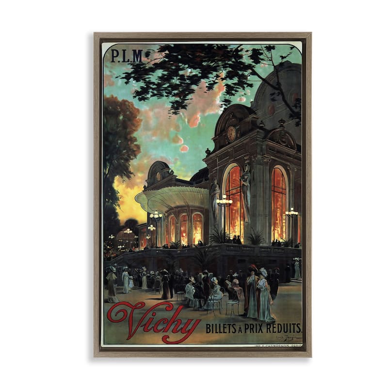 Stupell Vichy Cultural Antique Poster Framed Floater Canvas Wall Art Design By Marcus Jules - 21 x 31 - Brown