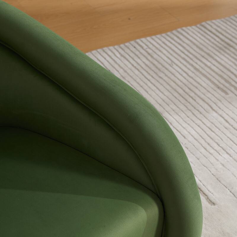 360-degree Swivel Barrel Chair with Velvet Fabric Upholstery, Comfy Pumpkin-Shaped Swivel Chair for Living Room, Bedroom