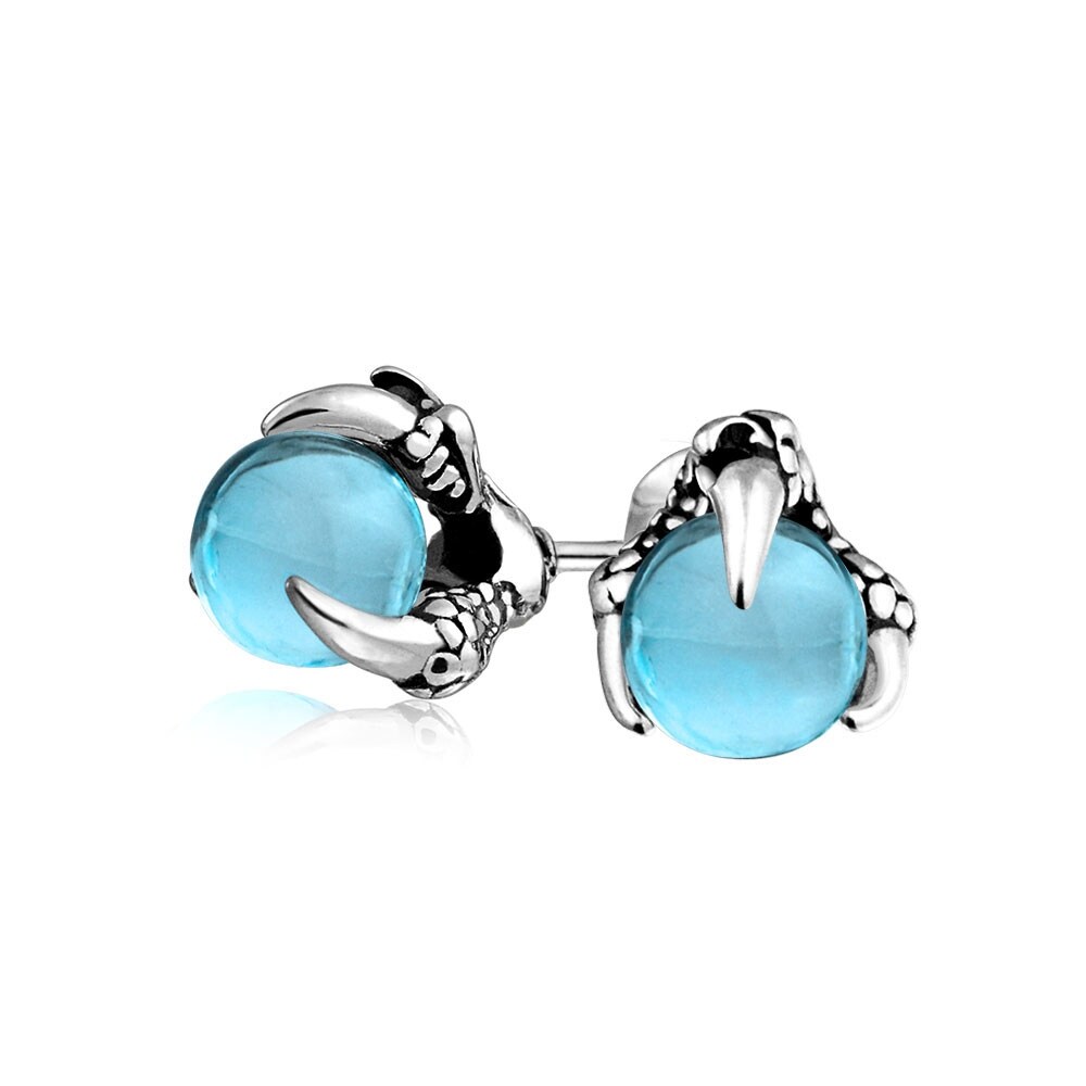 Shop Orb Dragon Claw Blue Ball Stud Earrings Silver Tone Stainless