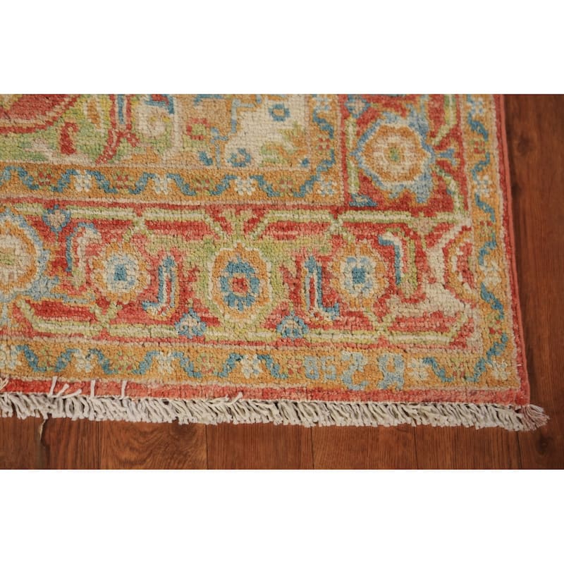 Vegetable Dye Heriz Serapi Rug Hand-Knotted Orange Wool Carpet - 2'10"x 4'0"