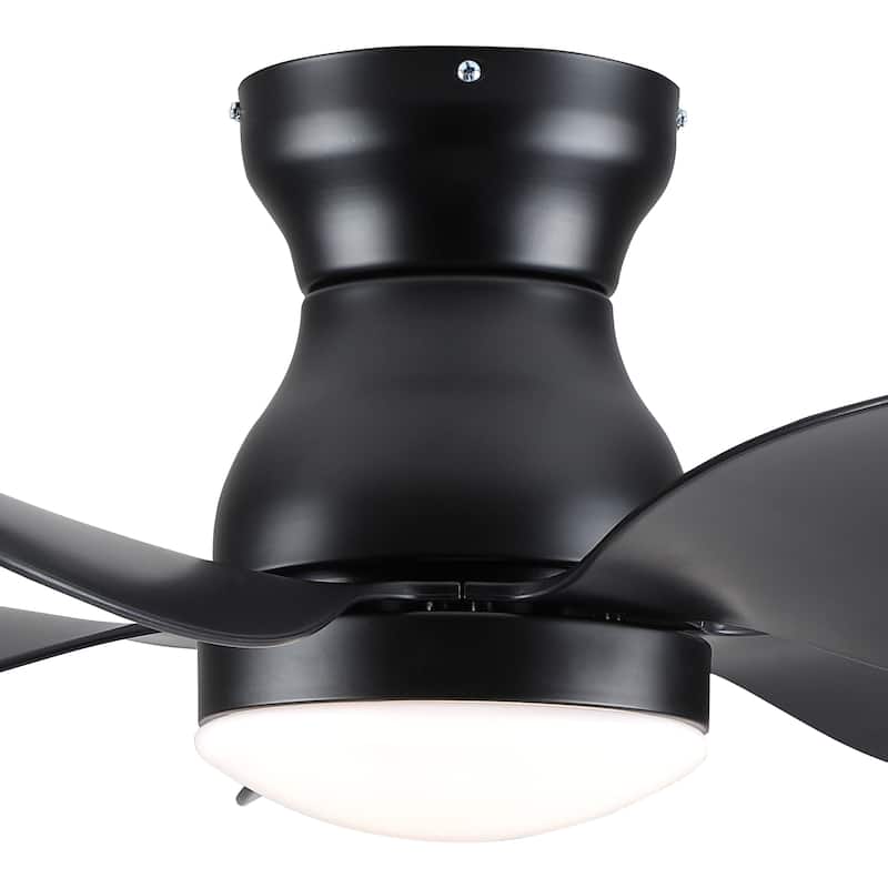 30" Modern White/Black Kid's Timing Ceiling Fan with Dimmable LED and Remote for Small Children Room