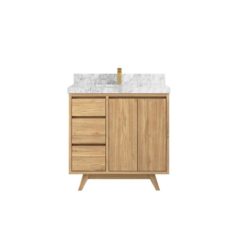 Willow Collections 36 in. W x 22 in. D Madison Teak Center Sink Bathroom Vanity with Countertop