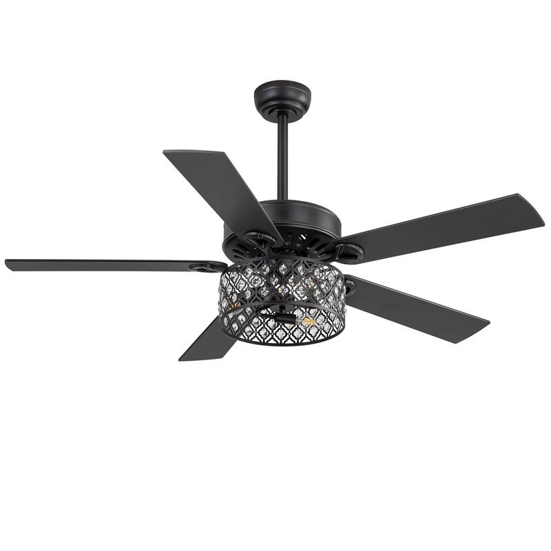 52-inch Reversible 5-Blade Crystal Ceiling Fan with Light and Remote
