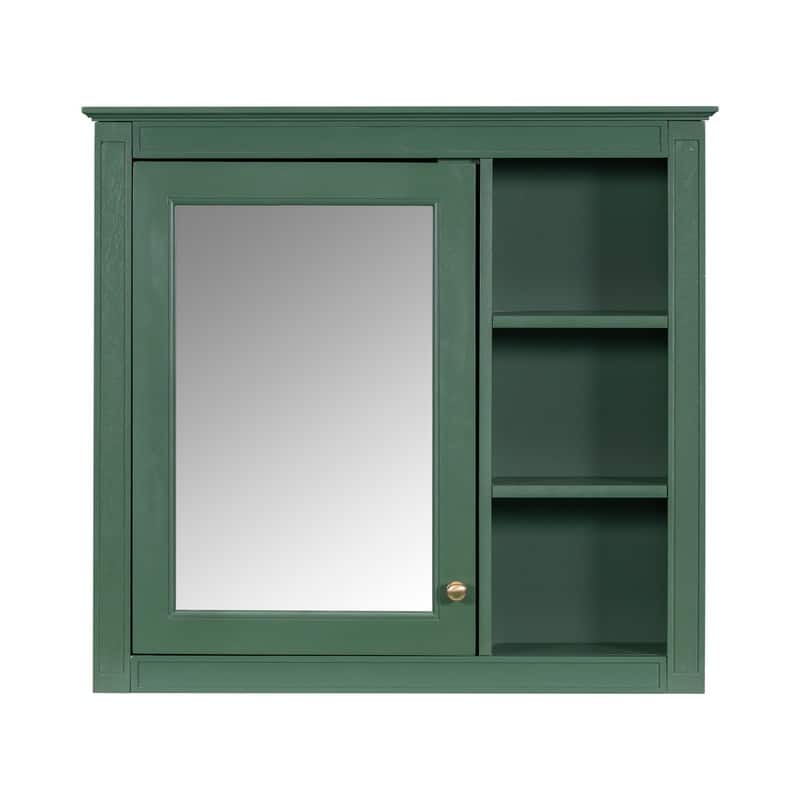 30'' x 28'' Wall Mounted Storage Cabinet for Bathroom,Mirror Cabinet with 3 Open Shelves