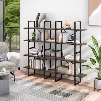 Davee 4-Tier Antique Walnut Color bookcases - 70*12.52*56.69inches