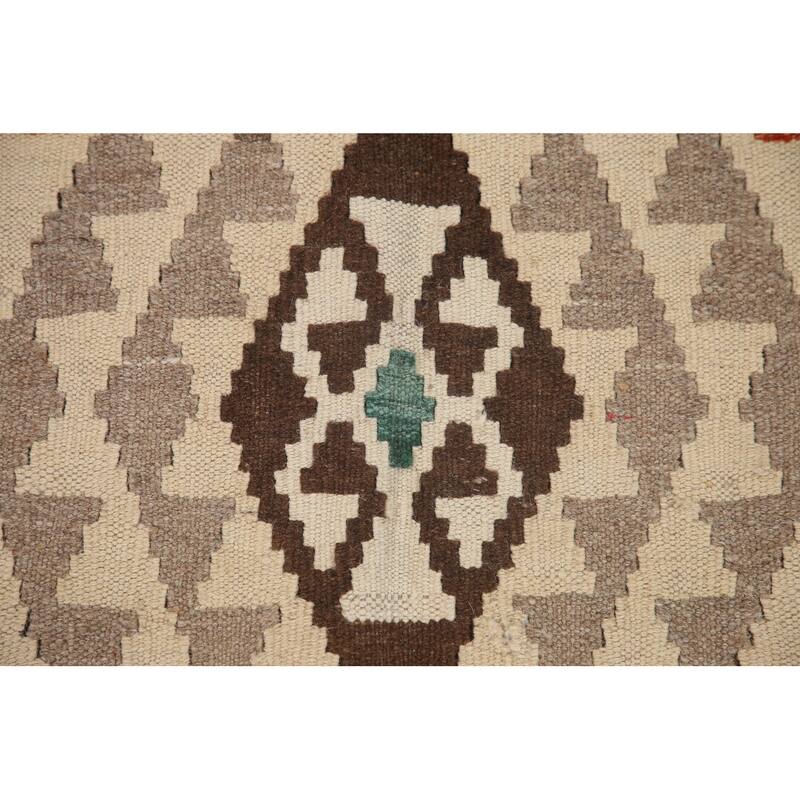 Hand Woven Oriental 100% Wool Carpet Southwestern All-Over Beige & Ivories Kilim Area Rug - 9' 7'' X 6' 9''