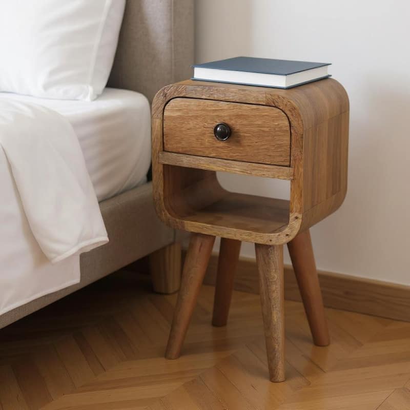 HomeRoots 16" Oak Solid Wood Square One Drawer Nightstand - Oak - 1-drawer