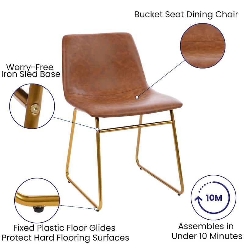 18 Inch Indoor Dining Table Chairs, LeatherSoft Upholstery-Set of 2