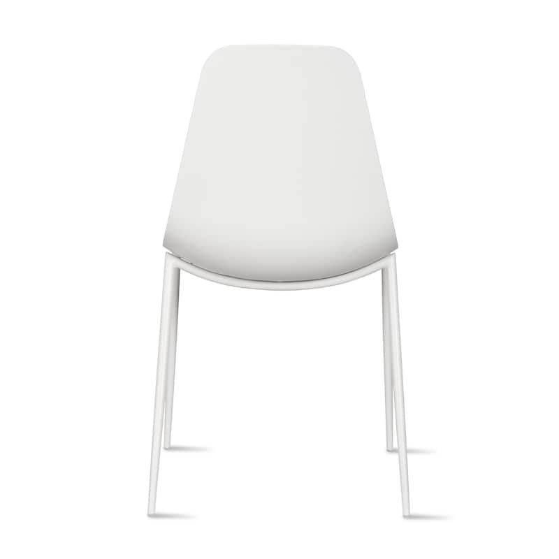 Set of 2 Plastic Dining Side Chairs Padded Cushion For Party Office Kitchen Rental Restaurant Metal Legs Indoor Outdoor Patio