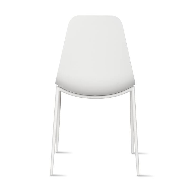 Set of 4 Plastic Dining Chairs Cushion Padded For Kitchen Metal Legs Guest Meeting Waiting Room Business Indoor Outdoor Patio