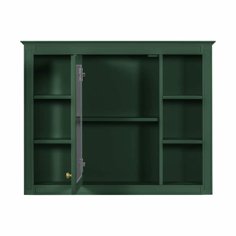 Modern Wall-Mounted Bathroom Storage Cabinet with Mirror - Includes 6 Open Shelves