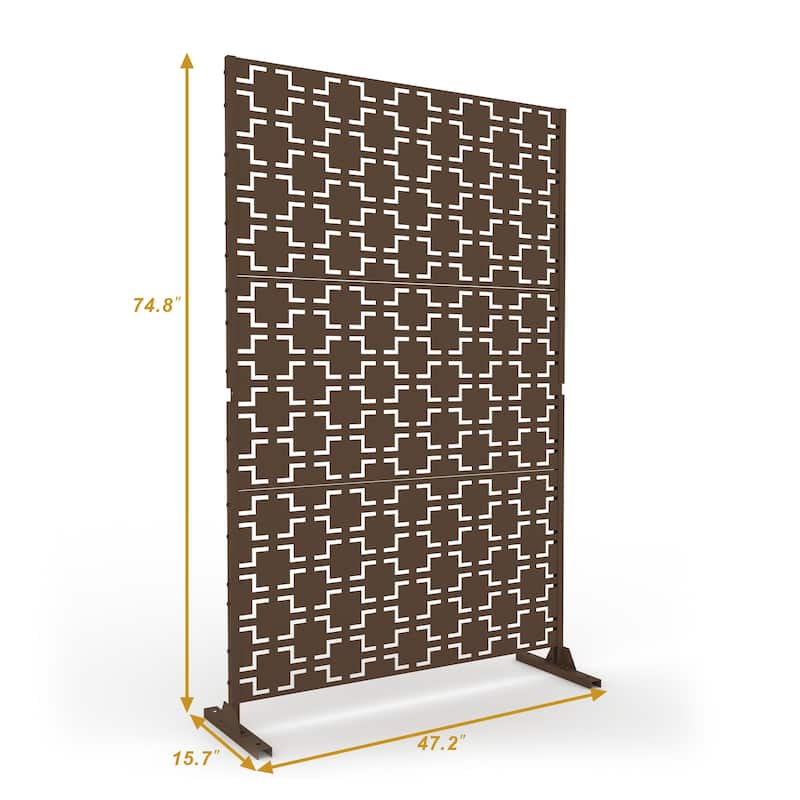 Outdoor Privacy Screen with Stand for Patio Garden Metal Fence