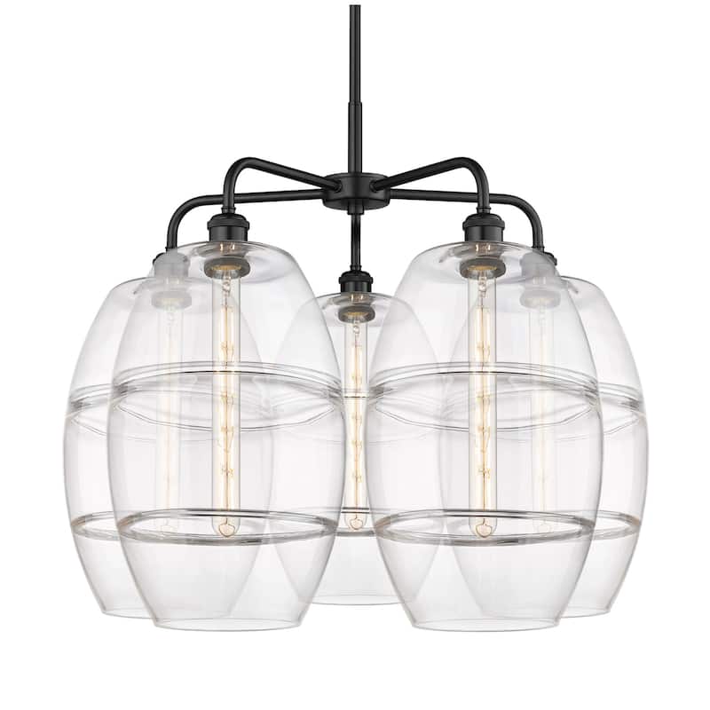 Innovations Lighting 516-5CR-24-28 Vaz Chandelier Vaz 5 Light 28" Wide - Matte Black / Clear
