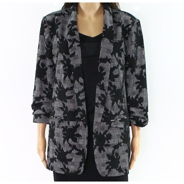 Democracy Women's Gray Size Medium M Textured Knit Open Blazer Jacket