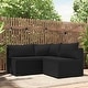 preview thumbnail 10 of 100, vidaXL Patio Corner Sofa with Cushions Black/Brown/Gray Poly Rattan 24.8" x 24.8" x 22.6" 3-Piece - Black
