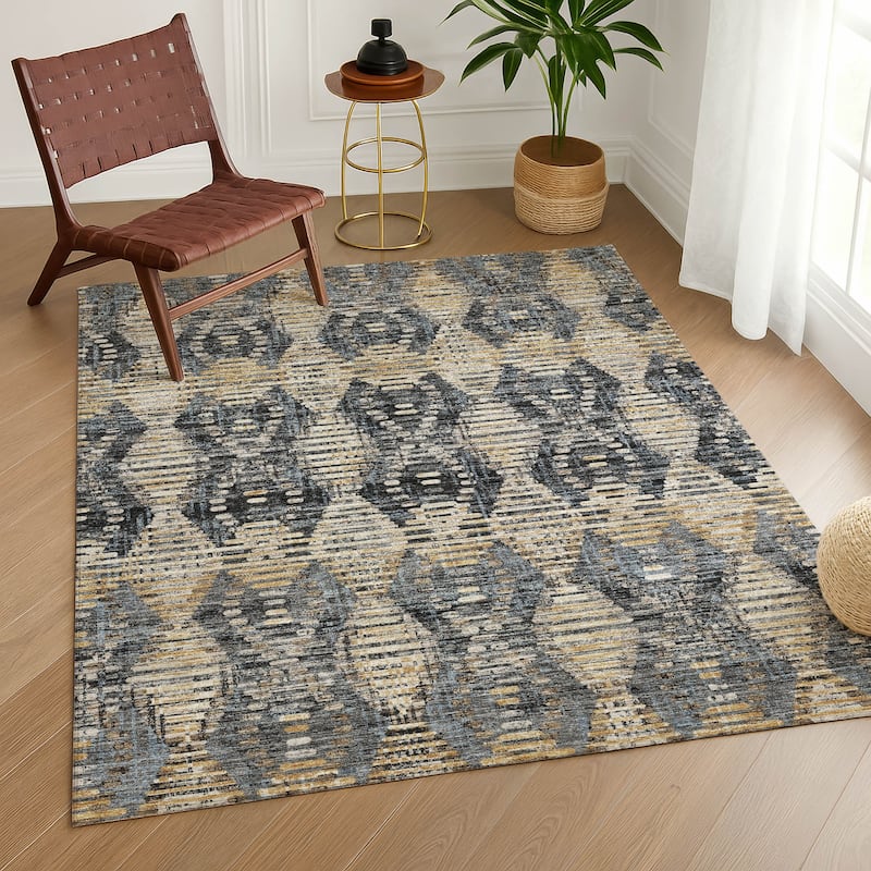 Machine Washable Indoor/ Outdoor Modern Ignacio Chantille Rug