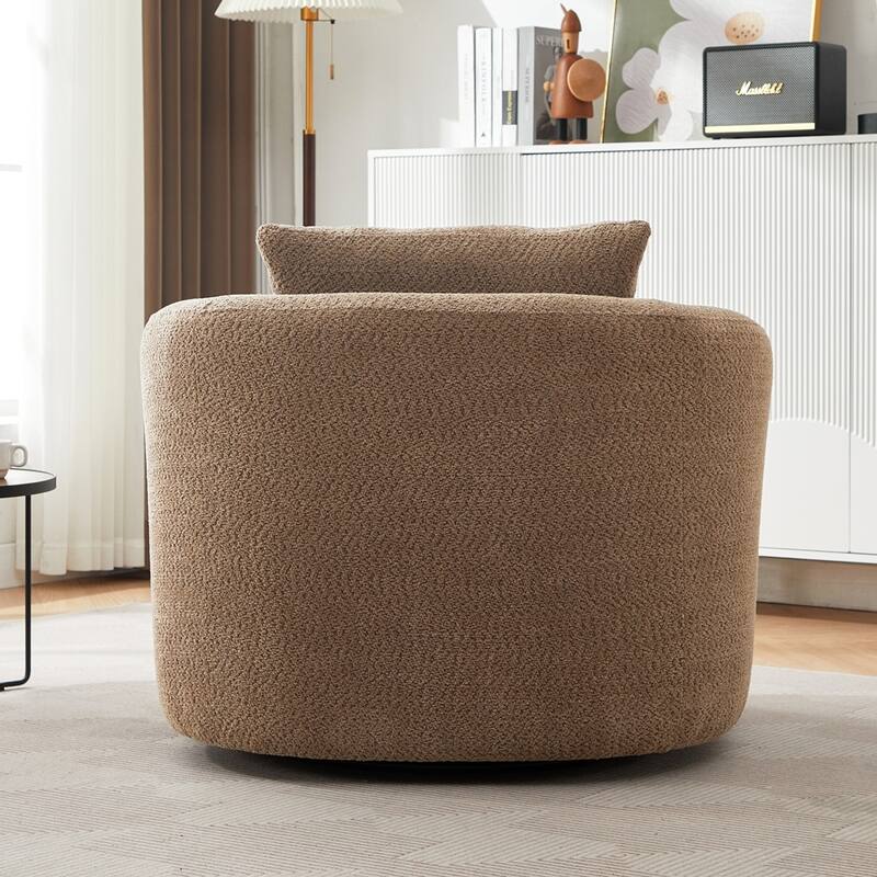 Chenille Upholstered Swivel Barrel Sofa Chair