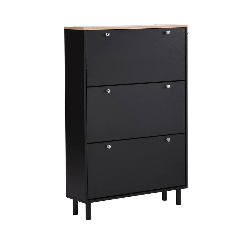 Merax Narrow Design Shoe Cabinet with 3 Flip Drawers, 3 Hooks