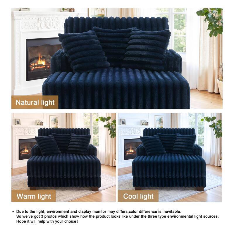41.7" W Upholstered Plush Corduroy Chaise Lounge withe Pillows