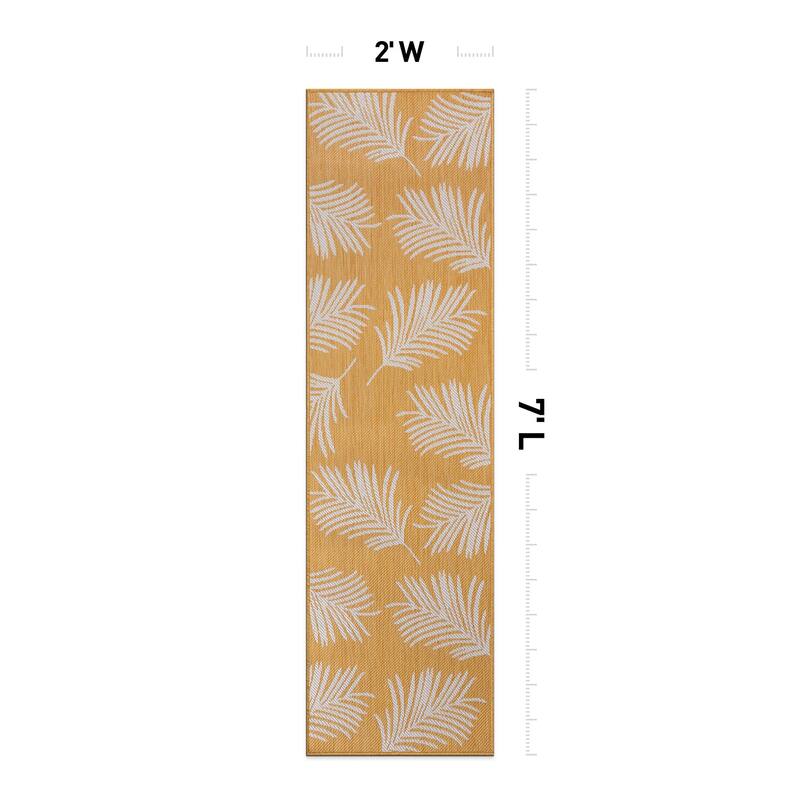World Rug Gallery Contemporary Palm Leaves Textured Flat Weave Indoor/Outdoor Area Rug