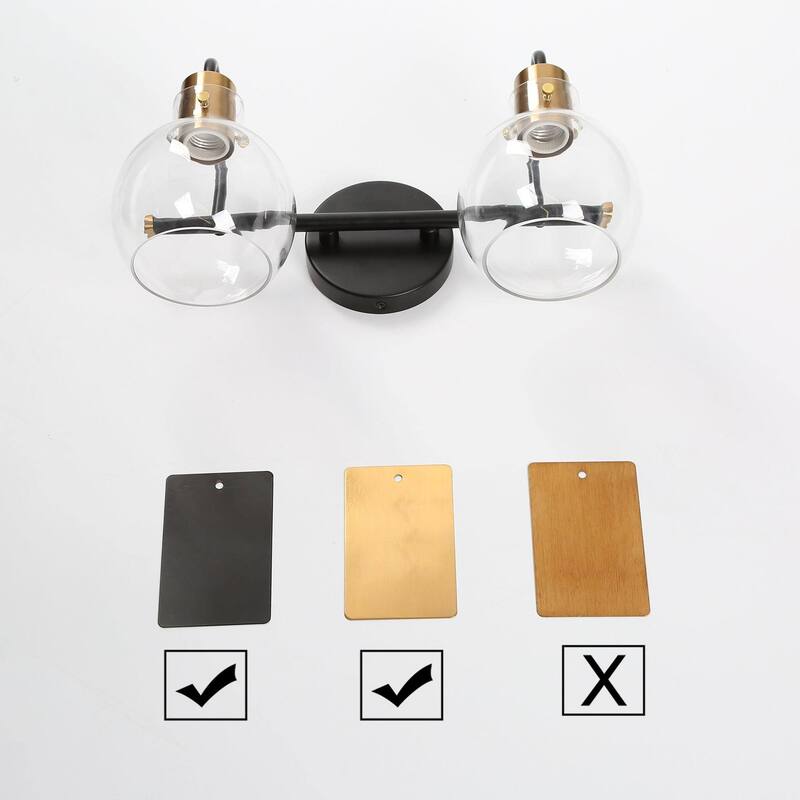2/3/4-Light Black Gold Glass Bathroom Vanity Lights Modern Wall Light Fixture
