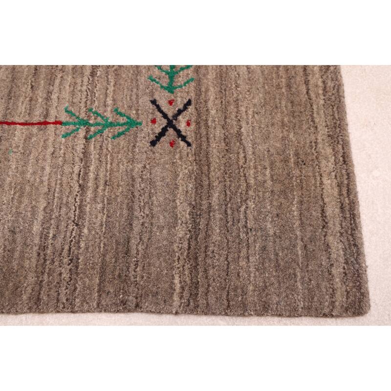 ECARPETGALLERY Hand Loomed Kashkuli Gabbeh Grey Wool Rug - 5'0 x 8'0
