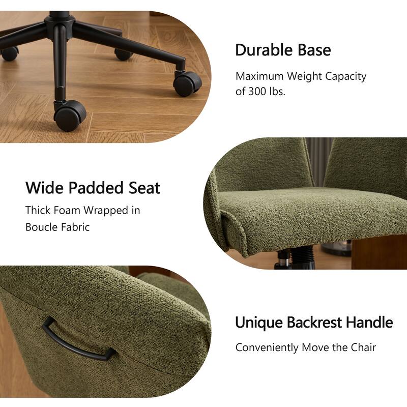 Upholstered Fabric Swivel Task Chair, Office Chair with Wheels