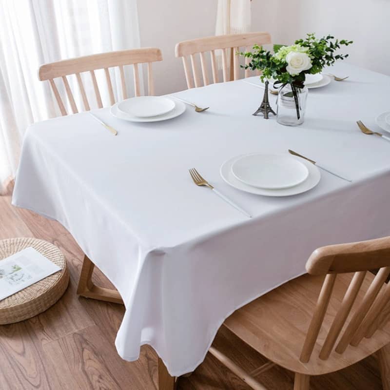 Fabstyles Hotel Solid White Cotton Tablecloth