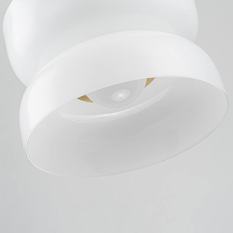 Milky Glass LED Pendant Light with Up & Down Lighting, Dimmable - Dia.12.8-in