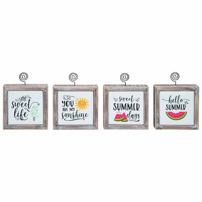 Transpac Wood Summer Fun Photo Clip Decor Set of 4 Spring Home Decorations