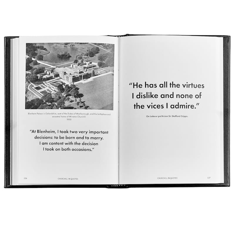 Graphic Image Churchill Wit And Wisdom Coffee Table Book, Leather, Black