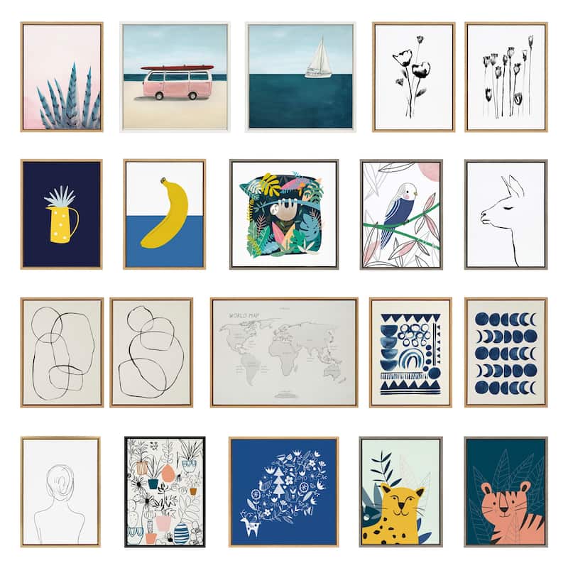 Kate and Laurel Sylvie Thinking Framed Canvas Set by Rachel Lee