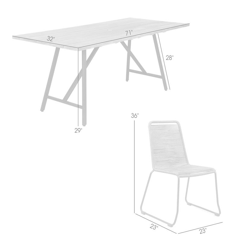 Koala and Shasta Rope and Eucalyptus Wood 5 Piece Outdoor Dining Set
