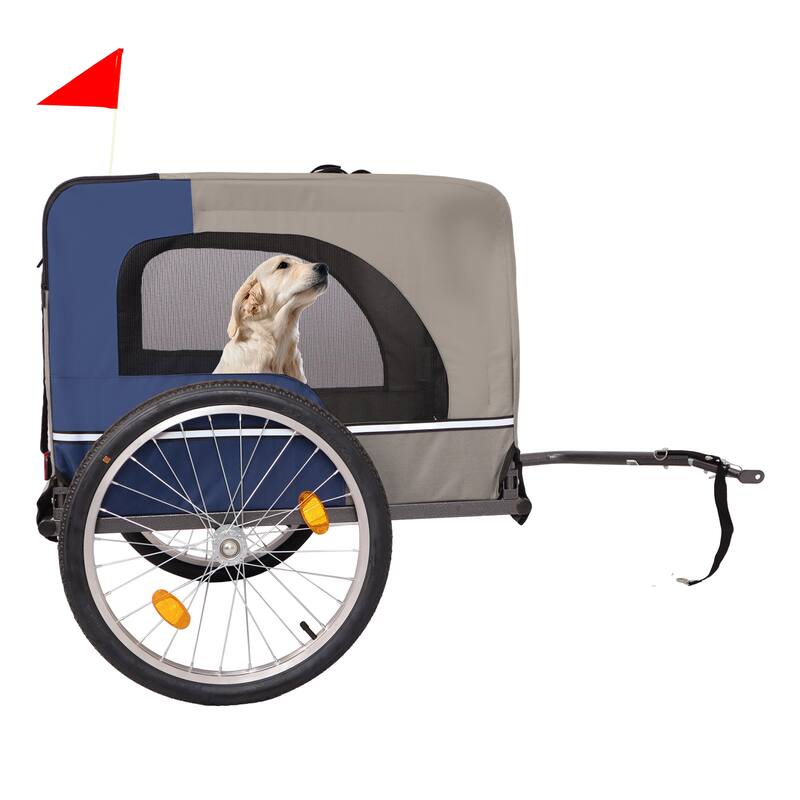 Durable Dog Bike Trailer with 20-Inch Wheels, Zippered Mesh Doors, and 88lb Capacity