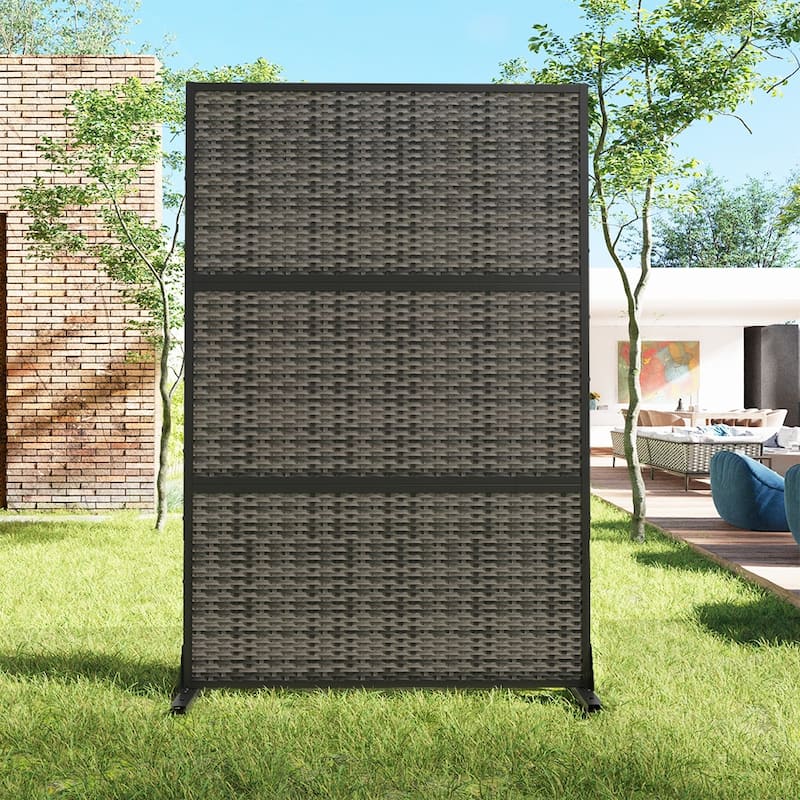 Dovelina 6ft.Outdoor Freestanding Metal Privacy Screen Decorative Garden Fence - 72"x47" - Black1