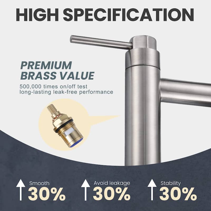 WOWOW Minimalist Bridge Kitchen Faucet with Side Sprayer