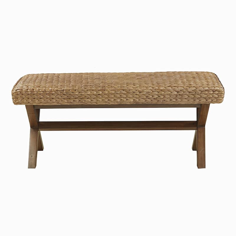 Country Bench with Wood legs Brown