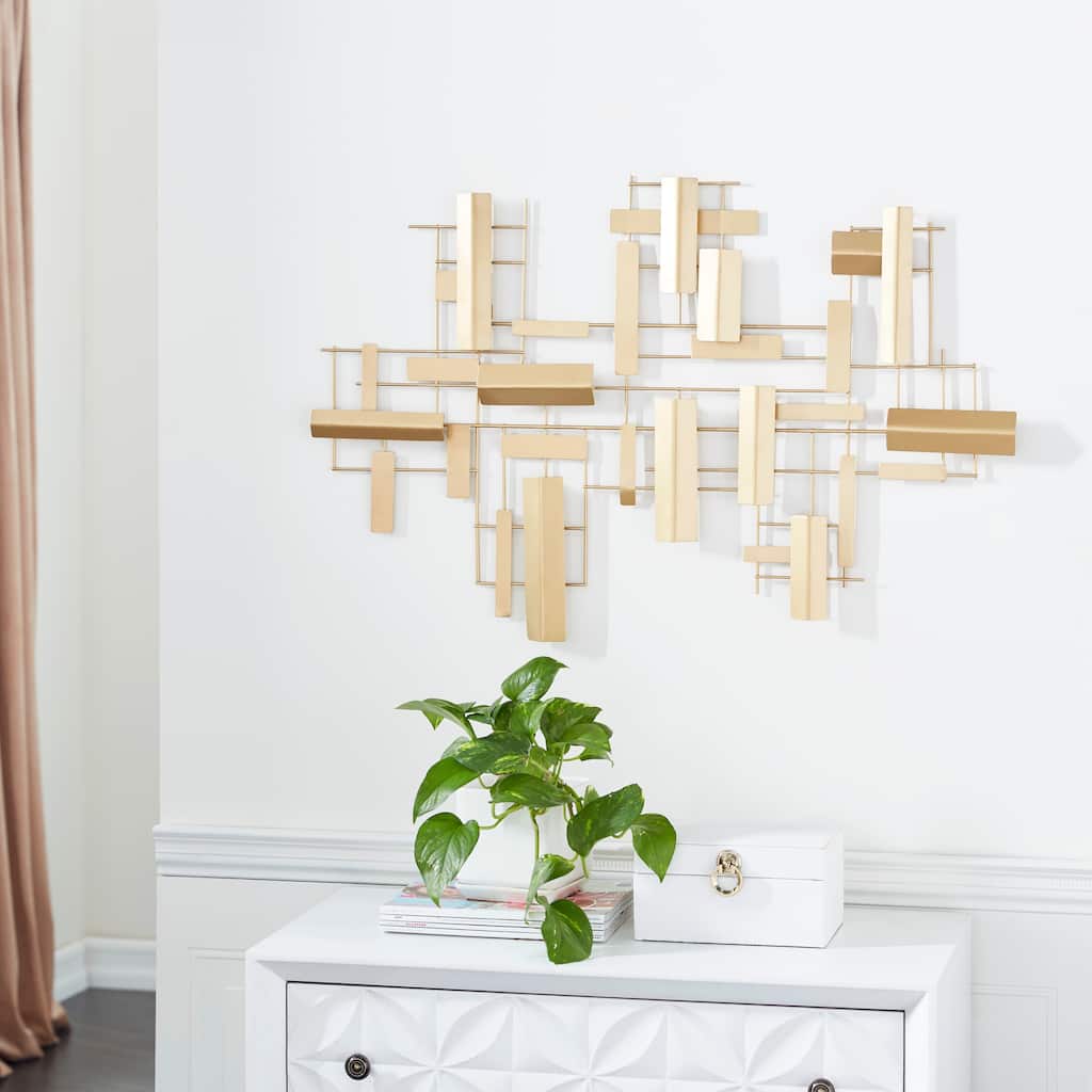 CosmoLiving by Cosmopolitan Gold Metal 3D Stripe Geometric Home Wall Decor