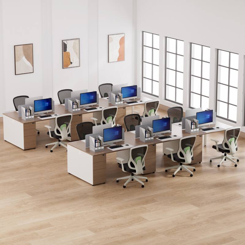 12 Person Attachable Workstation Desks with Chairs Combination