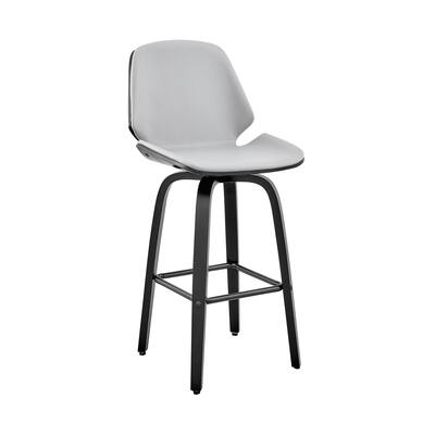 26" Gray Faux Leather Swivel Seat Wooden Bar Stool - 40" x 19" x 20"