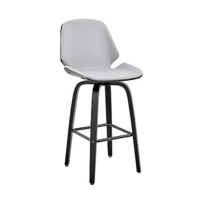 Modern 26" Swivel Bar Stool with Faux Leather Seat and Iron Legs for Kitchen Island - 40”H x 19”W x 20”D