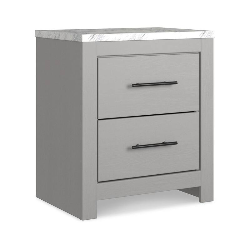 Gray/White 2 Drawer 21.69 in. W Nightstand with Sturdy Hardware and Ample Storage